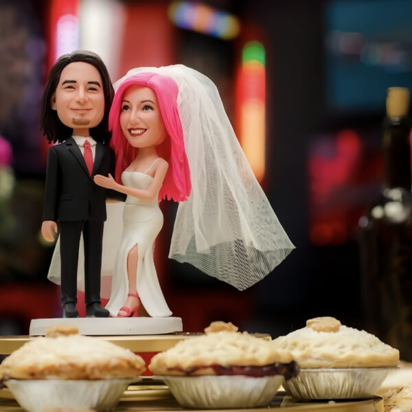 Gift For Couple Head To Toe Fully Customized Wedding Bobbleheads Engraved with Text - Image 2