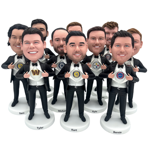 groomsmen gifts turn groomsmen into superman bobbleheads