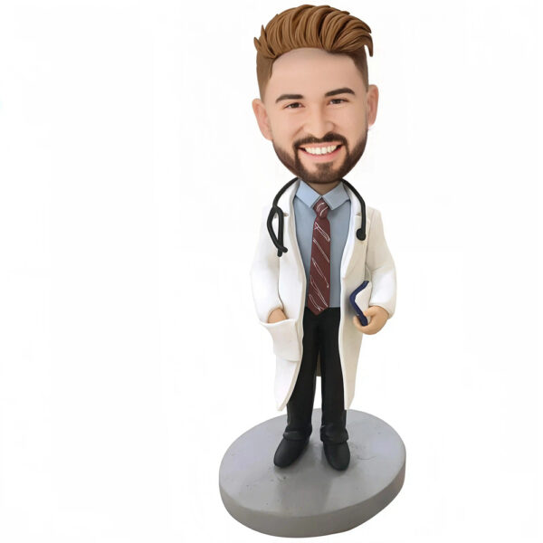 Doctor With Stethoscope Custom Bobblehead With Engraved Text