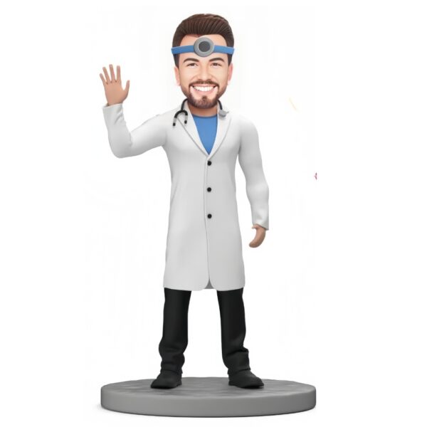 Doctor With Stethoscope Custom Bobblehead With Engraved Text