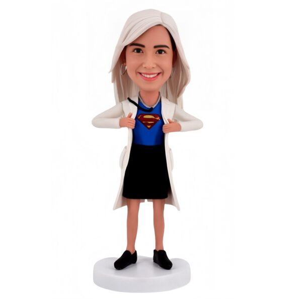 Superhero doctor female bobbleheads With Stethoscope Custom Bobbleheads