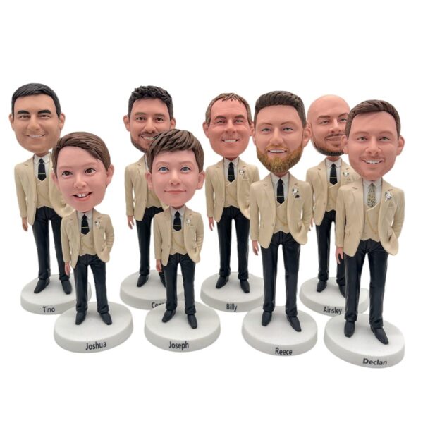 Custom Groomsmen Bobbleheads from Photo – Personalized Wedding Party Gifts (Set of 3+)