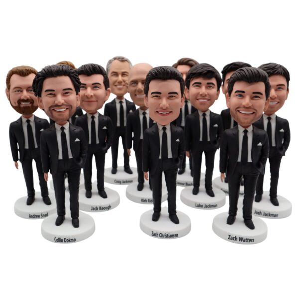 Custom Groomsmen Bobbleheads from Photo – Personalized Wedding Party Gifts (Set of 3+)
