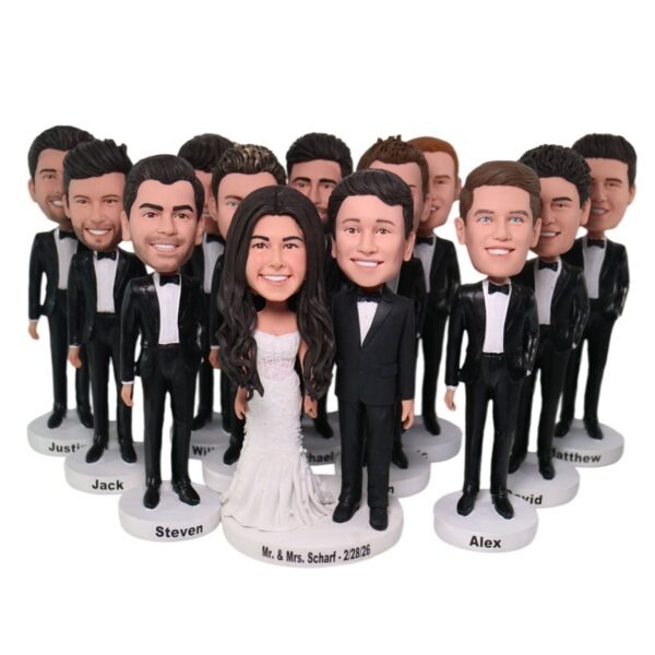 Custom Groomsmen Bobbleheads from Photo – Personalized Wedding Party Gifts (Set of 3+)