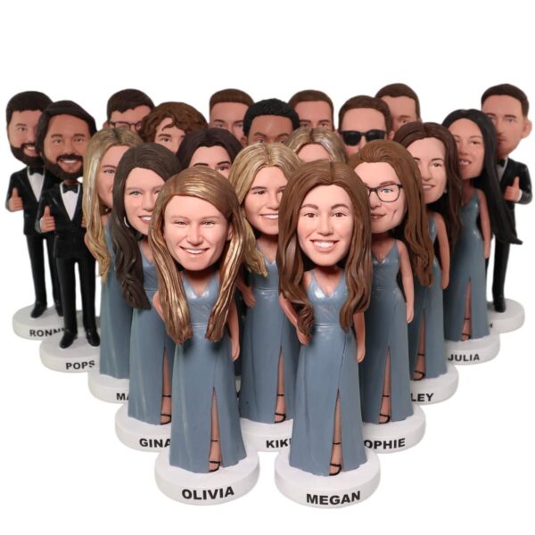 Custom Groomsmen bridesmaid Bobbleheads from Photo – Personalized Wedding Party Gifts (Set of 3+)
