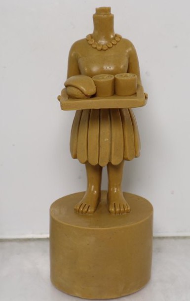 Hand-sculpted clay prototype for a custom corporate bobblehead