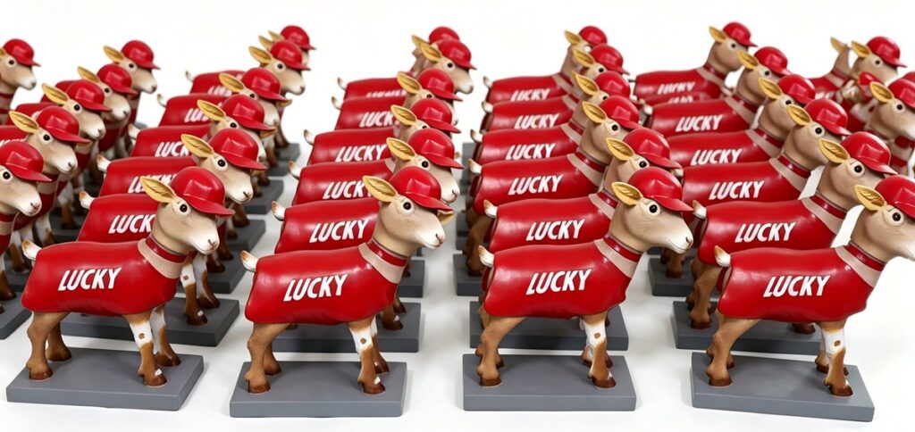 Finished bulk custom goat mascot bobbleheads