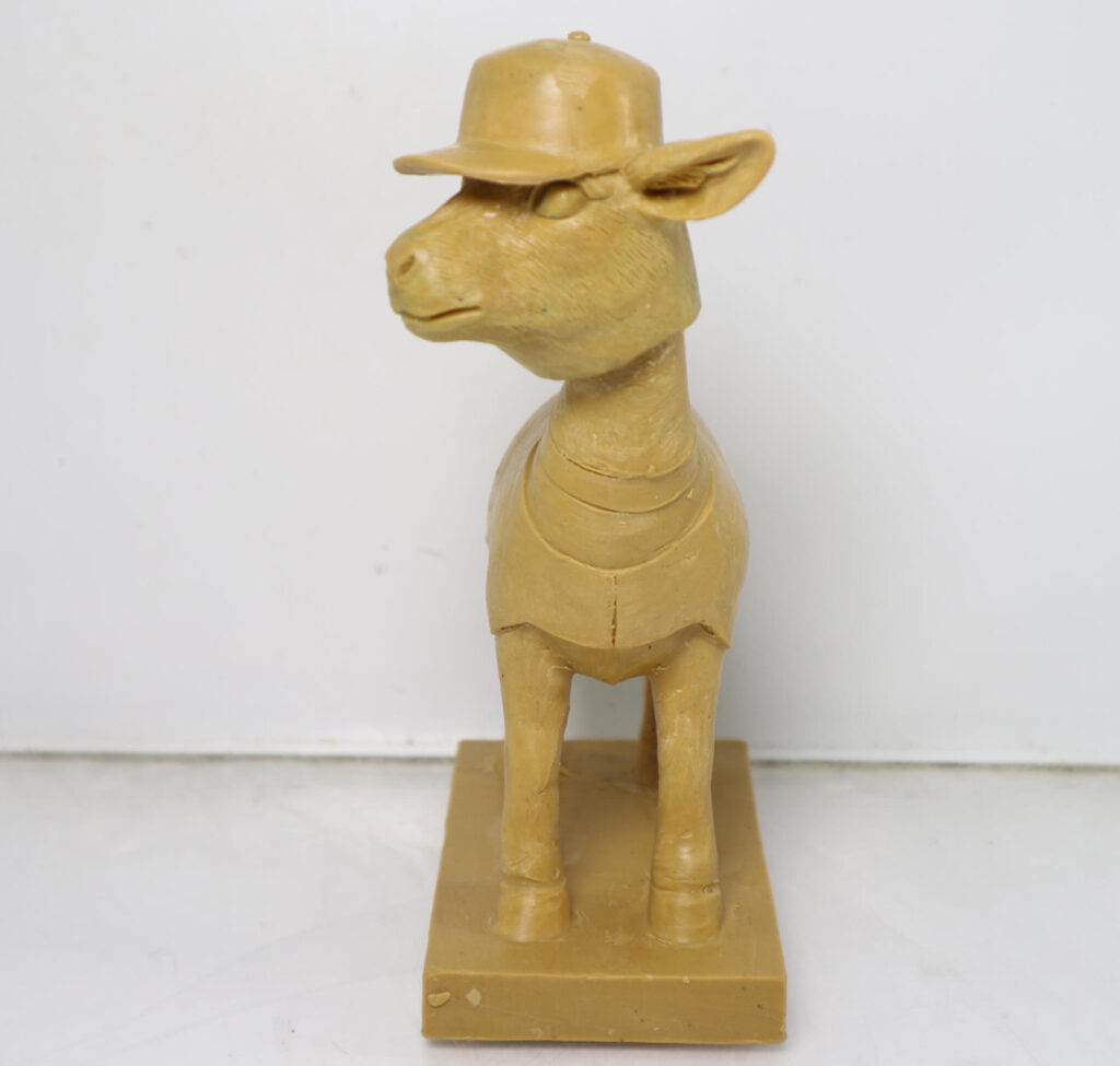 Custom goat mascot figurine sculpting details