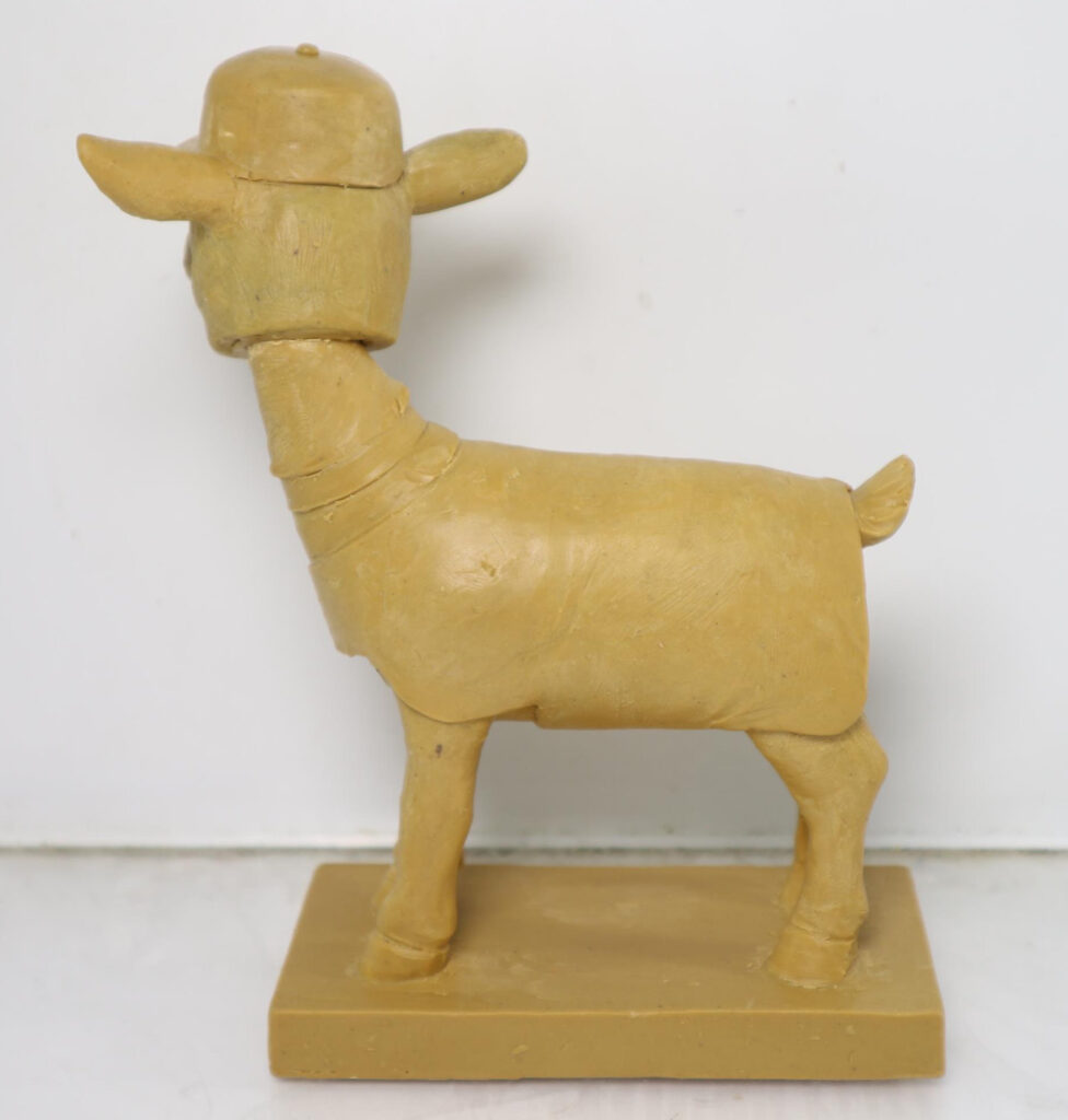 Custom goat mascot figurine sculpting details